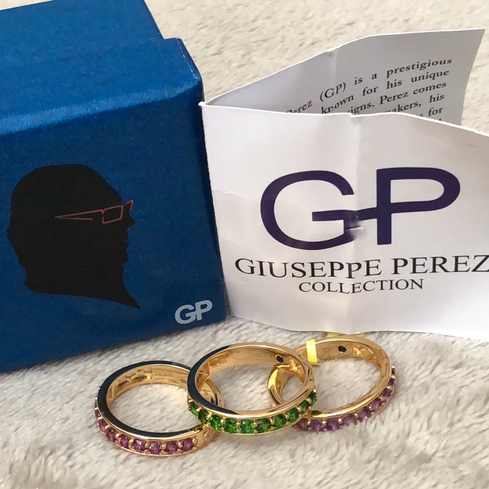 Giuseppe Perez Set of 3 Multi Gemstone Bands